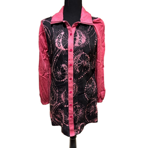 KAHINDO BLACK AND PINK OPEN BACK BUTTON DOWN